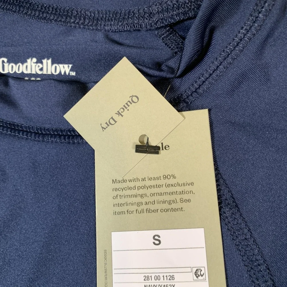 Goodfellow Shirt Mens Small Navy‎ Blue UPF 50+ Quick Dry Swim Tee Rash Guard NEW